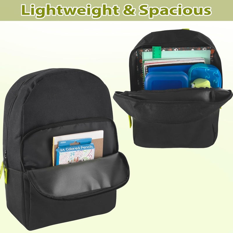 Trailmaker Color Block Backpacks for School Boys and Girls, 15 Inch Two Tone Colorful Small Travel Backpack for Kids (Black) - Image 2